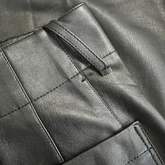 Maeve Anthropologie Colette Faux Leather Wide Leg Pants 31 Black Full Length - Picture 9 of 10